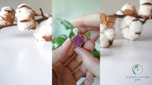 Designs by Nature Gems Raw Pink Ruby Necklace, July Birthstone